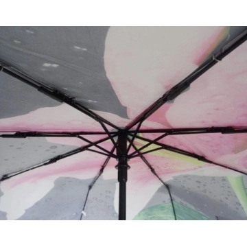 Traveling Umbrella Auto Flower Design 3 Folding Umbrella