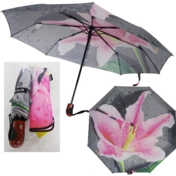 Traveling Umbrella Auto Flower Design 3 Folding Umbrella