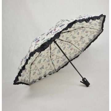 新款防风3折阳伞蕾丝雨伞
