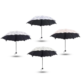 Women Anti UV Sun Protection Windproof Flower Umbrella