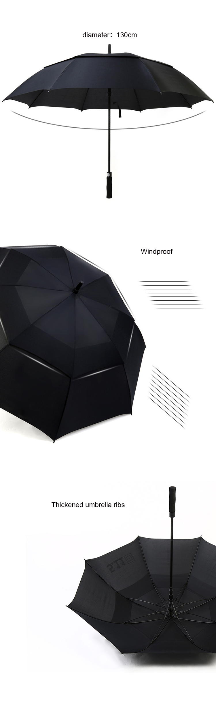 Two layer Advertising Golf Umbrella fiberglass material