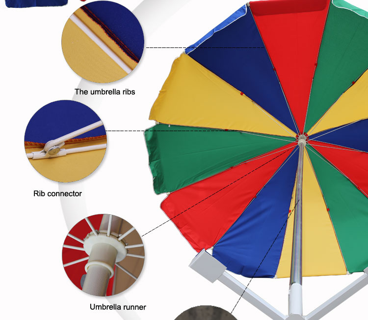 240CM 12K windproof Sunshade Balcony Beach Umbrella detail 1