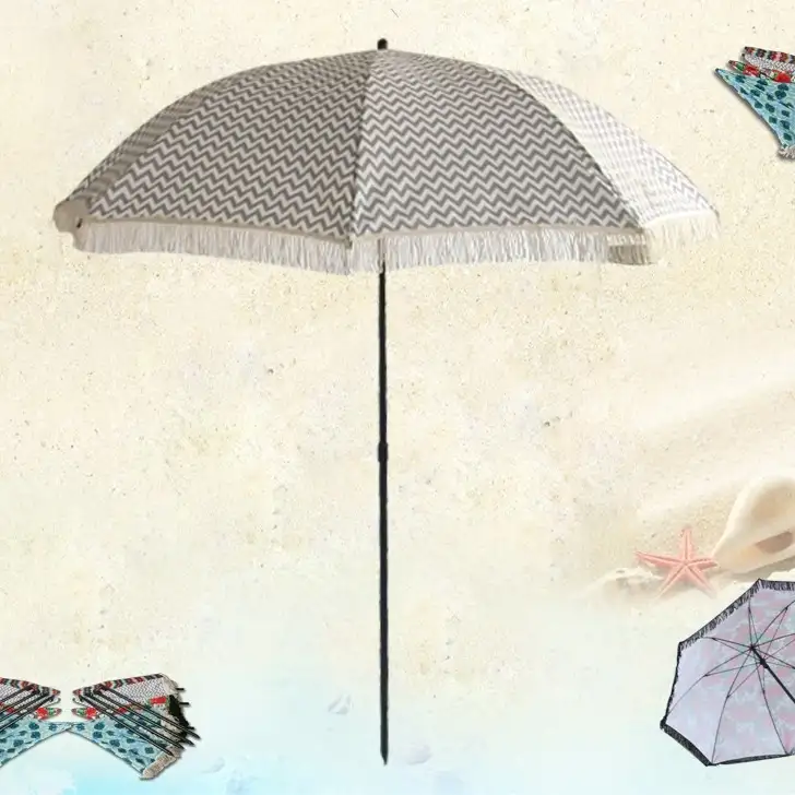 Wind Resistant Beach Umbrella with Tassels