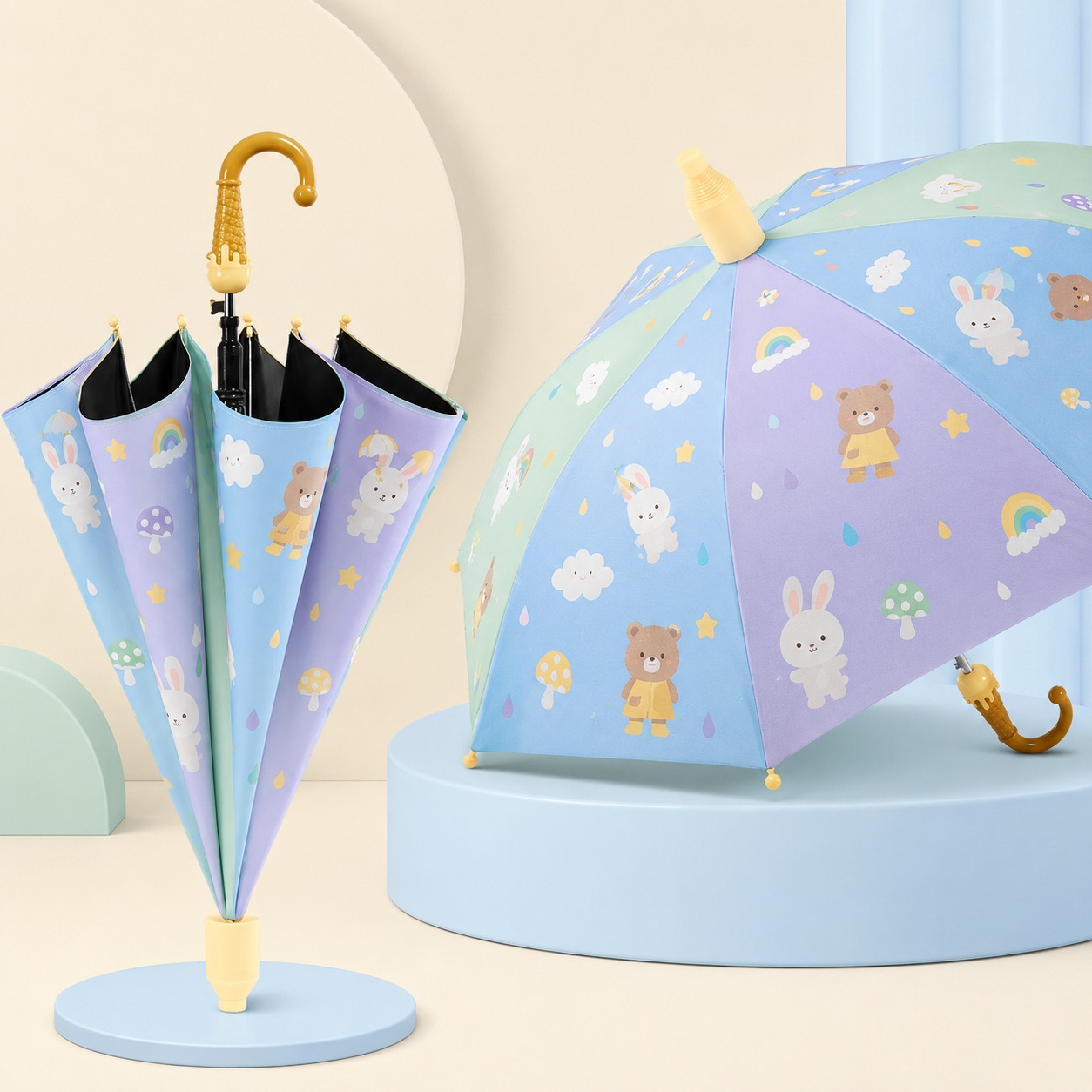 Custom Automatic Cartoon Kids Umbrella with Vinyl Canopy Custom Automatic Cartoon Kids Umbrella with Vinyl Canopy